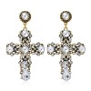 Fashion Concise Cross Gemstone Earrings Nhsc289515