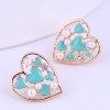 Korean Fashion Sweet Ol Flower Hit Color Flashing Diamond Love  Earrings Nhsc292183