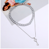 Fashion Metal Simple Love Key Doublelayer Chain Necklace Nhsc294735