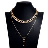 Fashion Metal Simple Love Key Doublelayer Chain Necklace Nhsc294735
