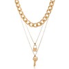 Fashion Metal Simple Key Lock Metal Multilayer Necklace Nhsc294738