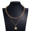 Fashion Metal Wild Sun Flower Pendant Metal Double Chain Necklace Nhsc294747