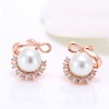 Korean Fashion Sweet Simple Bow Pearl Earrings Nhsc301752