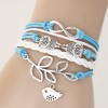 Retro Creative Leaves Bird Owl Braided Bracelet Nhsc310954