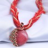 Bohemian Style Retro Peacock Gem Bead Necklace Nhsc317058