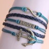 Fashion 8character Love Shield Anchor Combination Multilayer Alloy Bracelet Wholesale Nhsc345624