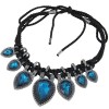 Fashion Baroque Water Drop Gemstone Braided Exaggerated Necklace Nhsc348892