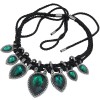Fashion Baroque Water Drop Gemstone Braided Exaggerated Necklace Nhsc348892