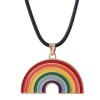 Korean Fashion Metal Simple Rainbow  Wax Rope Necklace Nhsc348898