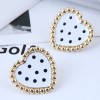 Simple Contrast Color Heart Polka Dots Stud Earrings Nhsc367316