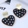 Fashion Gold Double Polka Dot Heart Earrings Nhsc367317