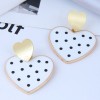 Fashion Gold Double Polka Dot Heart Earrings Nhsc367317