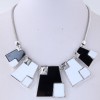 Simple Geometric Black And White Checkered Alloy Necklace Nhsc371076