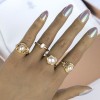 Toppinggoods Wholesale Geometric Metal Pearl Fourpiece Combination Ring Nhsc374286