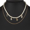 Toppinggoods Jewelry Wholesale Letter Pendent Metal Pearl Multilayer Necklace Nhsc374887