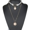 Toppinggoods Jewelry Wholesale Portrait Pendent Metal Pearl Doublelayer Necklace Nhsc374888