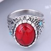 Toppinggoods Jewelry Wholesale Fashion Retro Inlaid Turquoise Geometric Ring Nhsc378615
