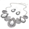 Toppinggoods Jewelry Wholesale Retro Metal Hollow Inlaid Gemstone Water Drop Necklace Earrings Set Nhsc378649