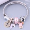 Toppinggoods Wholesale Jewelry Fashion Metal Round Digital Seaweed Flower Pendant Bracelet Nhsc383159