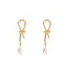 Wholesale Fashion Metal Bow Pearl Alloy Earrings Toppinggoods  Nhsc400796