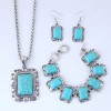 Fashion Metal Inlaid Turquoise Pendent Necklace Earrings Bracelet Set Wholesale Toppinggoods  Nhsc406803