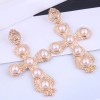 Fashion Metal Cross Inlaid Pearl Earrings Wholesale Toppinggoods  Nhsc408761