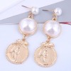Fashion Metal Coin Pendent Carved Earrings Wholesale Toppinggoods  Nhsc408763