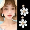 Fashion Metal Flower Inlaid Pearl Stud Earrings Wholesale Toppinggoods  Nhsc423492