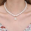 Fashion Metal Inlaid Zirconium Fourleaf Clover Pendant Pearl Necklace Wholesale Toppinggoods Nhsc426484
