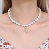 Fashion Metal Inlaid Zirconium Butterfly Pendant Pearl Necklace Wholesale Toppinggoods Nhsc426488