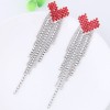 Metal Diamond Heart Tassel Exaggerated Stud Earrings Wholesale Jewelry Toppinggoods Nhsc429431