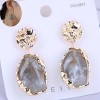 European And American Fashion Metal Irregular Gemstone Earrings Nhsc436013