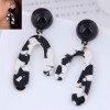 Korean Fashion Irregular Cow Pattern Black And White Color Matching Temperament Earrings Nhsc443326