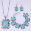 European And American Fashion Metal Concise Turquoise Accessories Square Necklace Earrings Bracelet Set Nhsc443328