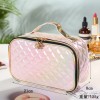 Laser PU leather rhombic checkered cosmetic box hand carrying large capacity portable cosmetic Storage Bag Travel Cosmetic Bag