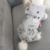 Pet autumn and winter clothes cartoon four legged cotton padded clothes dog pajamas home clothes thickened four legged clothes one-piece cotton padded clothes