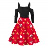 Fc743 2021 autumn winter European and American Red Adult Santa Print Long Sleeve Christmas Dress