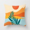 Yellow geometric lines sunrise sunset peach skin velvet pillow case car waist pillow sofa pillow case
