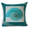 Classic marine shell conch linen cushion cover Turquoise linen pillow
