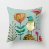 Classic flower and bird pillow cover hand-painted pattern digital printed peach skin plush pillow waist pillow cover