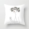 Minimalist line Abstract pillow polyester figure flower head figure pillow cover black and white geometric pillow cover