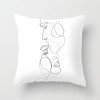 Minimalist line Abstract pillow polyester figure flower head figure pillow cover black and white geometric pillow cover