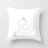 Minimalist line Abstract pillow polyester figure flower head figure pillow cover black and white geometric pillow cover