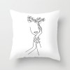 Minimalist line Abstract pillow polyester figure flower head figure pillow cover black and white geometric pillow cover