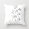 Minimalist line Abstract pillow polyester figure flower head figure pillow cover black and white geometric pillow cover
