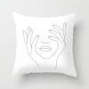 Minimalist line Abstract pillow polyester figure flower head figure pillow cover black and white geometric pillow cover