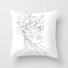 Minimalist line Abstract pillow polyester figure flower head figure pillow cover black and white geometric pillow cover