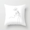 Minimalist line Abstract pillow polyester figure flower head figure pillow cover black and white geometric pillow cover