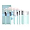 12 color blue makeup brushes, solid wood handles, beauty makeup tools, foundation eye shadow suits.