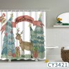 Christmas shower curtain polyester printing shower curtain waterproof and mould proof thickened waterproof bathroom curtain toilet door curtain